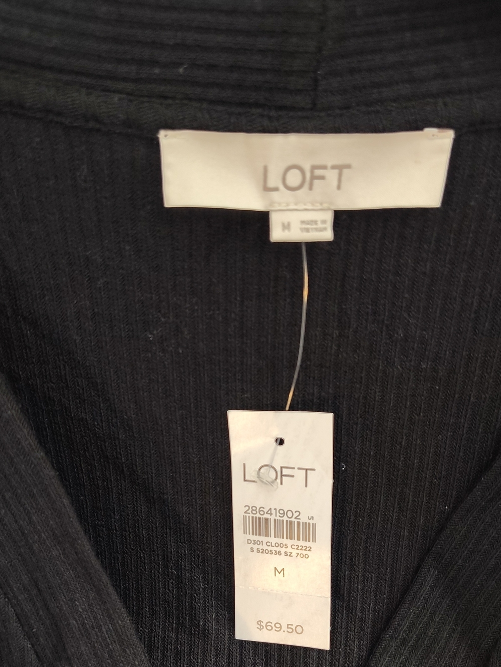 LOFT Ribbed Button Front Cardigan Duster Classic Black Size M NWT - Picture 5 of 7
